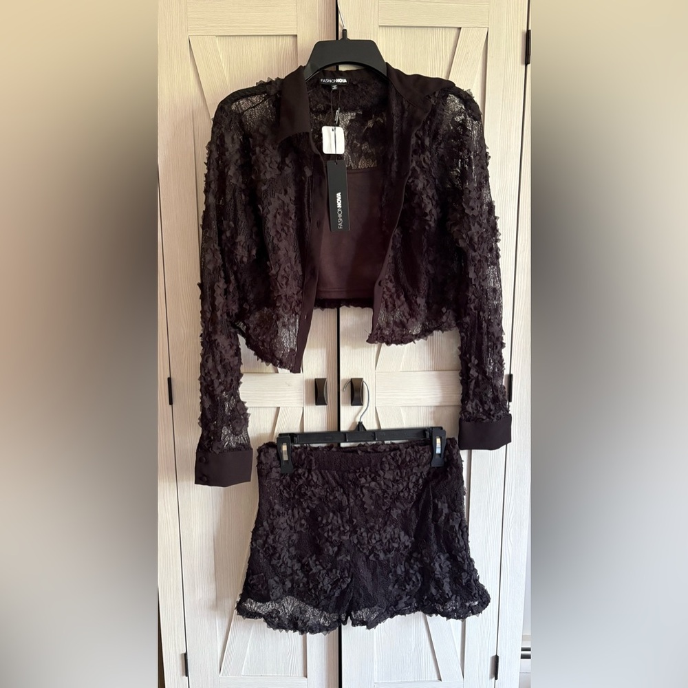 Black lace three piece set